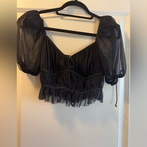For Love and Lemons Black Crop Top